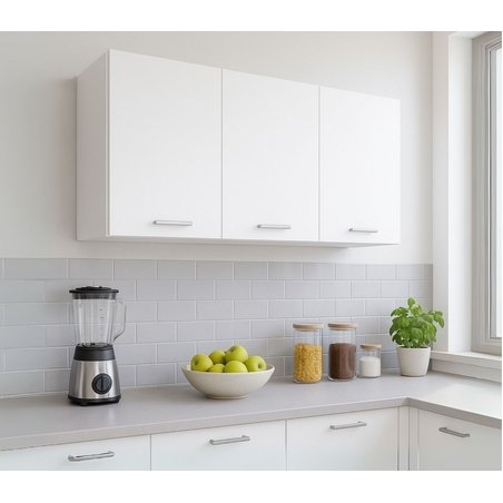 ארון שירות עליון למטבח 3 דלתות ברוחב 1.2 מטר דגם תבור לבן