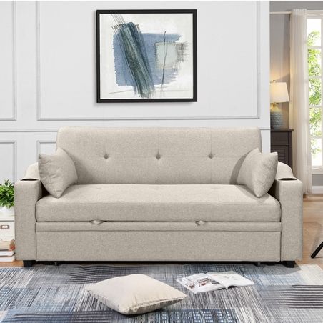 ספה דו-מושבית נפתחת למיטה זוגית דגם פצ’רטי PACERTI חום בהיר (בז')