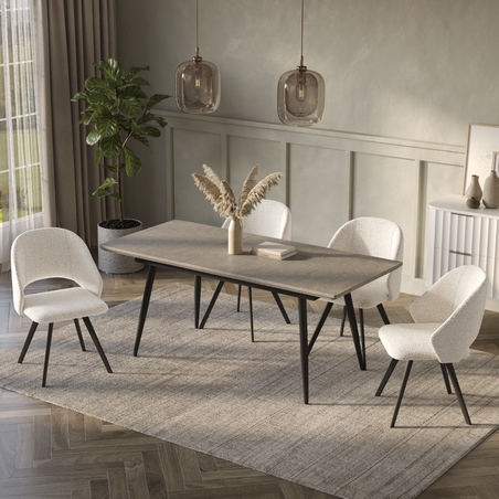 פינת אוכל מעץ איכותי כולל 4 כסאות מבד בוקלה דגם בוליביה