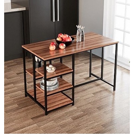 אי למטבח מעץ בשילוב מתכת דגם YM100111 צבע חום WALNUT