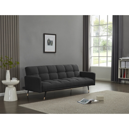 ספה נפתחת למיטה מבד אריג רחיץ ודוחה כתמים דגם בריסל שחור