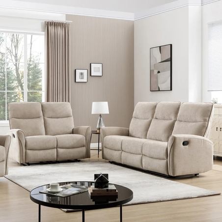 מערכת ישיבה 3+2 מבד עם 4 הדומים נשלפים דגם אנה בז'