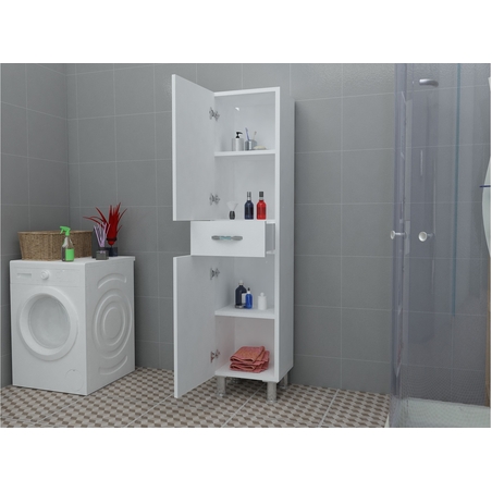 ארון שרות צר הכולל 2 דלתות ומגירה בגימור לבן דגם פלוטו