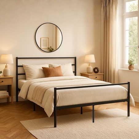 מיטה זוגית ממתכת למזרן 140×190 דגם נויה שחור