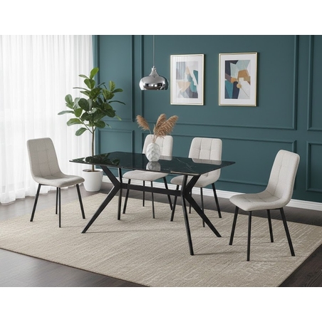 פינת אוכל שולחן קרמיקה 140 ס”מ ו4 כסאות דגם קאנטונה CANTONA כסא בז'