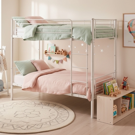 מיטת קומותיים ממתכת דגם דואט Duet לבן