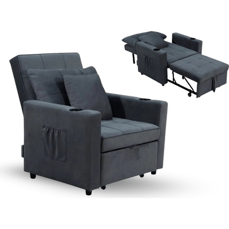 כורסת מיטה נפתחת דגם ליבורנו Livorno אפור כהה