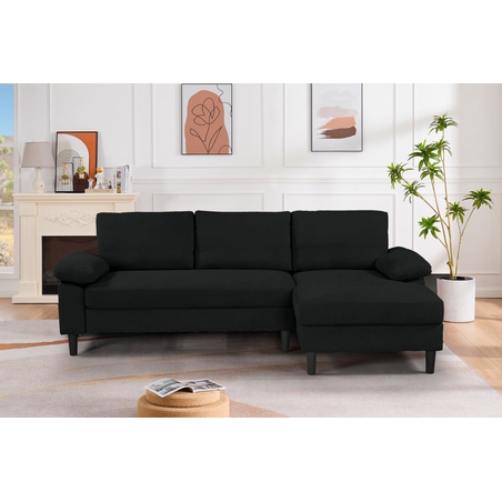 ספה פינתית 2.36 מטר מבד רחיץ דוחה כתמים דגם הוריזון שחור