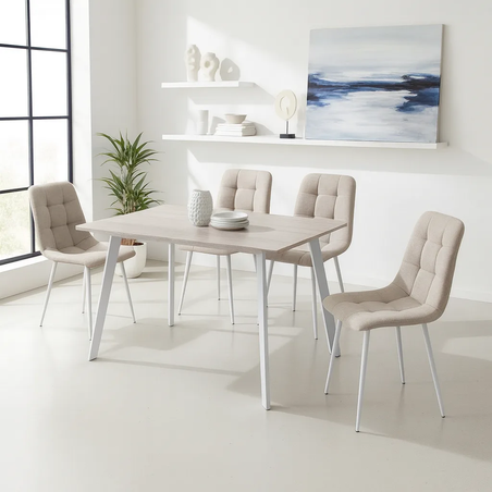 פינת אוכל נפתחת כולל ו-4 כסאות מרופדים דגם אביב-עידן