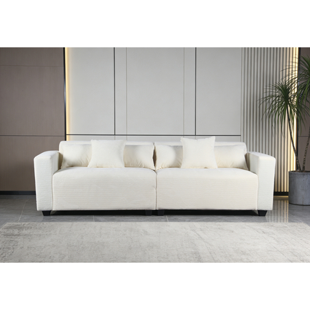 ספת רביצה 6 מושבים מבד קורדרוי רחיץ ודוחה כתמים דגם איימי שמנת