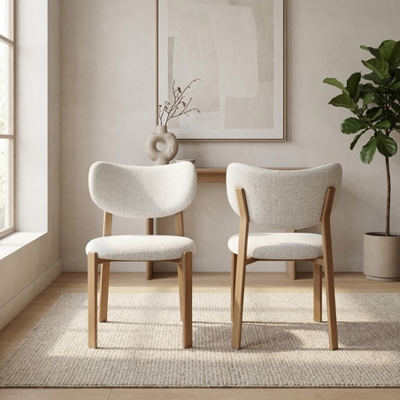 זוג כסאות לפינת אוכל מרופדים בד רחיץ דגם אלכס