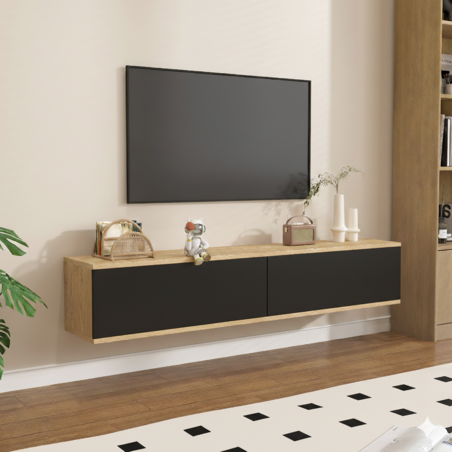 מזנון צף ברוחב 160 דגם אווה EVA אלון משולב דלתות שחורות