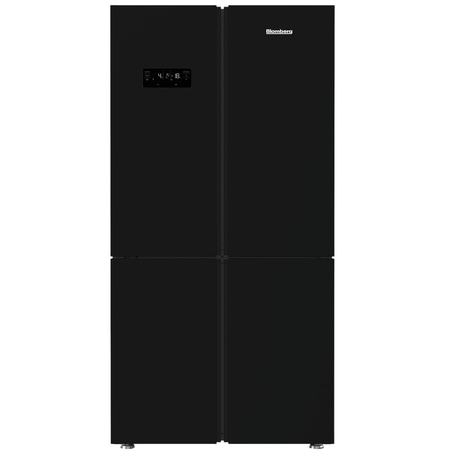 מקרר 4 דלתות Blomberg KQD1644GB כולל התקן שבת ומייצר קרח - גימור זכוכית שחורה