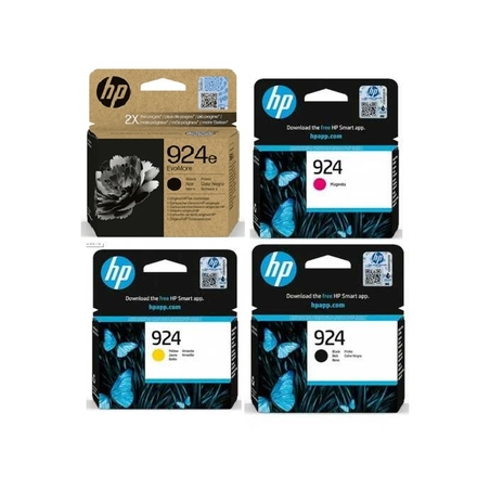 סט ראשי דיו מקורי: HP 924e שחור גדול + ראשי דיו hp 924c/m/y קטנים