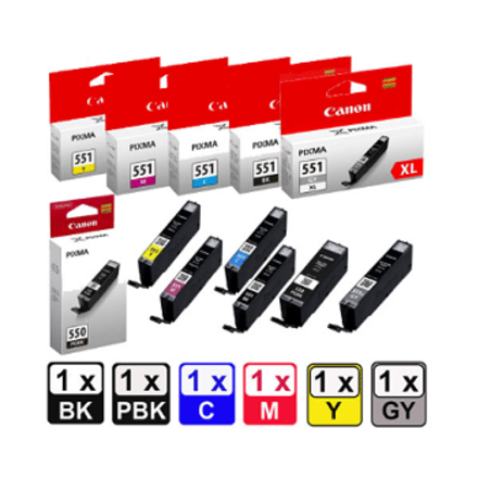 סט מקורי הכולל 6 ראשי דיו canon pgi550xl+cli551xl