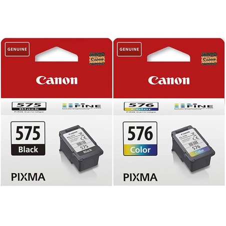 זוג ראשי דיו מקוריים:  שחור canon pg575 + צבעוני canon cl576