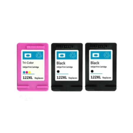 2 ראשי דיו שחורים תואמים HP 122XL + ראש דיו צבעוני תואם HP 122XL