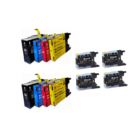 2 סטים ראשי דיו תואמים brother lc1280/1240 + סט שחור חינם
