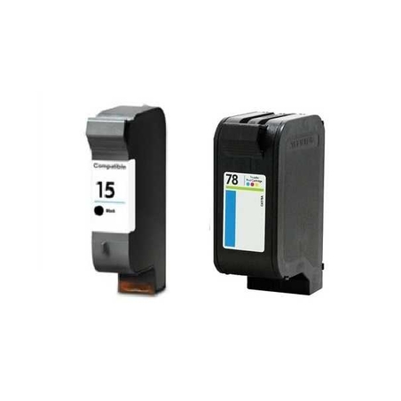 זוג ראשי דיו תואמים: HP 15 שחור + HP 78 צבעוני
