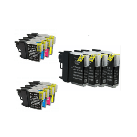 2 סטים ראשי דיו תואמים brother lc1100/980 + סט שחור תואם lc1100/980 נוסף חינם