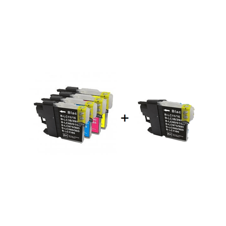 סט ראשי דיו תואמים lc1100/980 + ראש דיו שחור תואם lc1100bk נוסף
