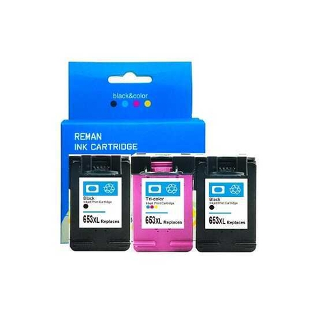 2 ראשי דיו תואמים שחורים  HP 653xl + ראש דיו צבעוני HP 653XL