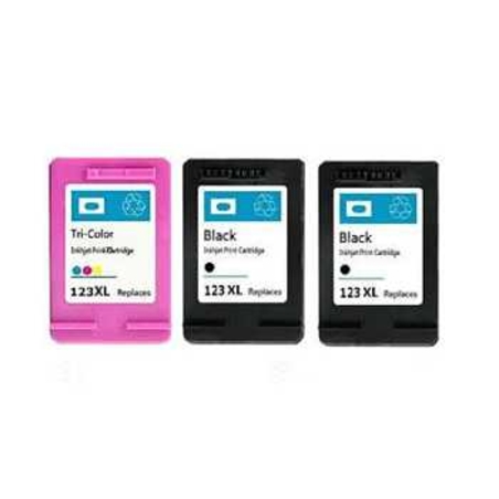 2 ראשי דיו שחורים תואמים hp123xl + ראש דיו צבעוני תואם hp 123xl ל hp officejet 3830