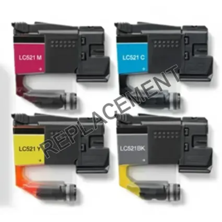סט 4 ראשי דיו תואם brother lc521 bk/c/m/y