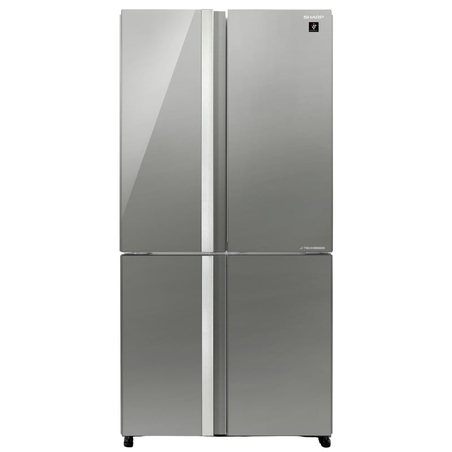 מקרר 4 דלתות מקפיא תחתון 611 ליטר נטו Sharp SJ-8841 - גימור זכוכית אפורה