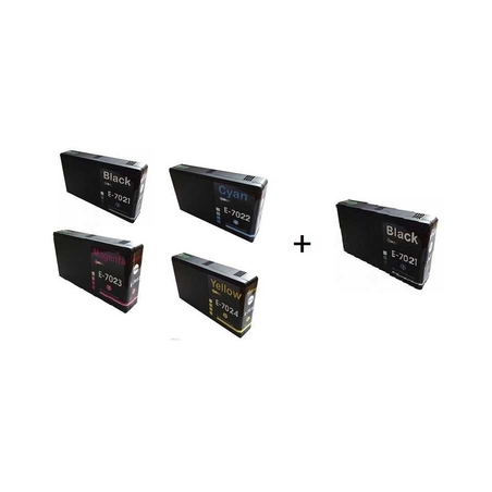 סט ראשי דיו EPSON T702X + דיו שחור T7021XL נוסף