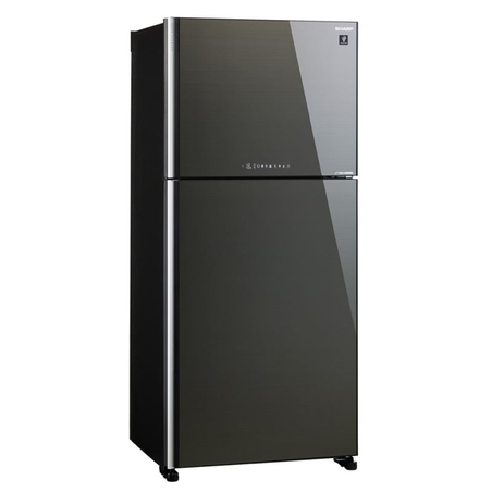 מקרר מקפיא עליון 600 ליטר נטו Sharp 4660 עם התקן שבת מובנה - גימור זכוכית אפורה