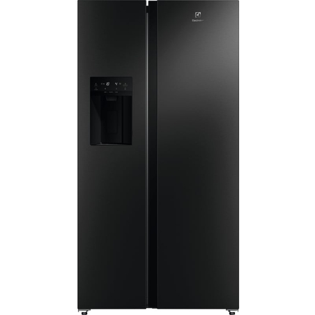 מקרר SBS דלת מול דלת 595 ליטר נטו Electrolux ESE6670A-B עם קיוסק אוטומטי למים וקרח - גימור נירוסטה מושחרת