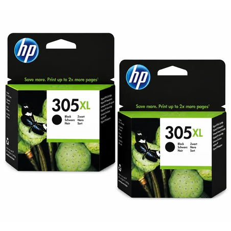 2 ראשי דיו שחורים מקוריים HP 305XL
