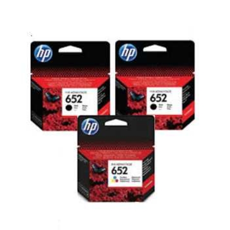 2 ראשי דיו שחורים מקוריים HP 652 + ראש דיו צבעוני מקורי HP 652
