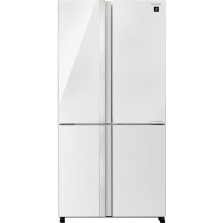מקרר 4 דלתות 611 ליטר נטו Sharp SJ-FSRN87WH - גימור זכוכית לבנה