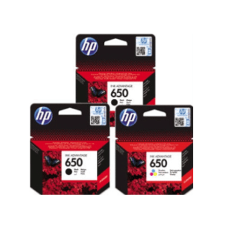 2 ראשי דיו שחורים מקוריים hp 650+ ראש דיו צבעוני מקורי HP 650