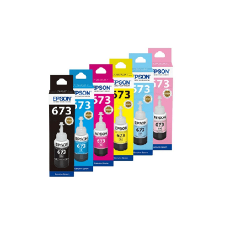 סט 6 מכלי דיו מקוריים EPSON T673X BK/C/M/Y/LC/LM