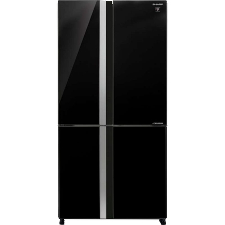 מקרר 4 דלתות 611 ליטר נטו Sharp SJ-FSRN87BK - גימור זכוכית שחורה