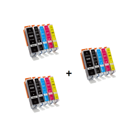 2 סטים תואמים canon pgi550xl+cli551xl + סט תואם נוסף חינם!