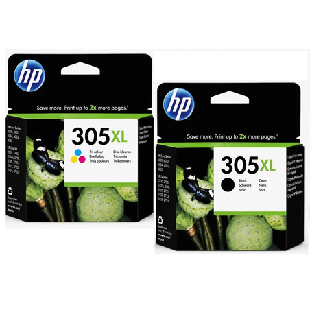 זוג ראשי דיו מקוריים: HP 305XL שחור +HP 305XL צבעוני