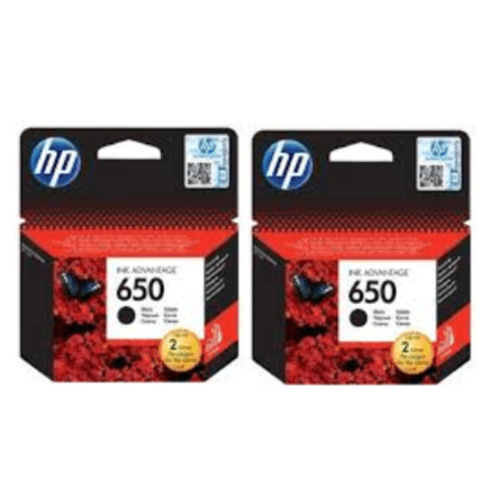 2 ראשי דיו שחורים מקורים HP 650