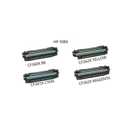 סט 4 טונרים תואמים HP 508X CF360X/CF361X/CF362X/CF363X