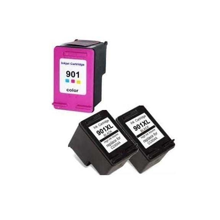 2 ראשי דיו שחורים תואמים HP 901XL + ראש דיו צבעוני תואם HP 901xl