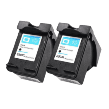 2 ראשי דיו שחורים תואמים HP 650XL