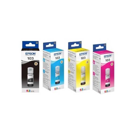 סט 4 מכלי דיו מקוריים EPSON 103 BK/C/M/Y