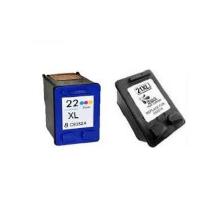 זוג ראשי דיו תואמים: שחור וצבעוני HP 21XL+22XL