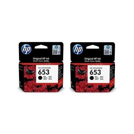 2 ראשי דיו מקוריים HP 653 שחורים