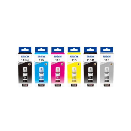 סט 6 בקבוקי דיו מקוריים EPSON 115 BK/ PB/ GY/C/Y/M