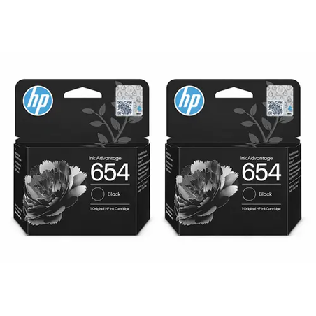 2 ראשי דיו שחורים מקוריים HP 654