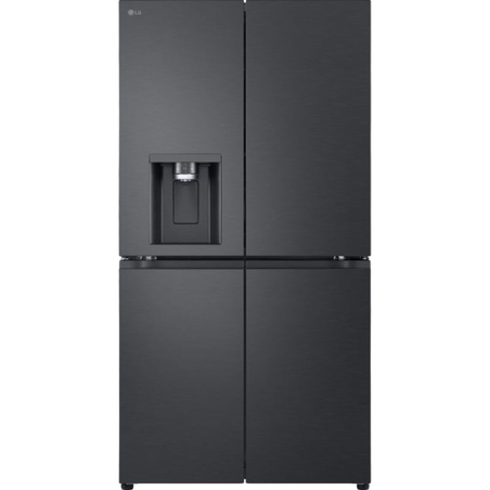 מקרר 4 דלתות מקפיא תחתון 847 ליטר LG GR-930BDIS עם קיוסק אוטומטי למים/קרח והתקן שבת מובנה - גימור נירוסטה מושחרת